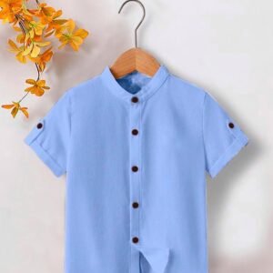 Boys Solid Casual Light Blue Shirt