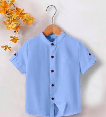 Boys Solid Casual Light Blue Shirt
